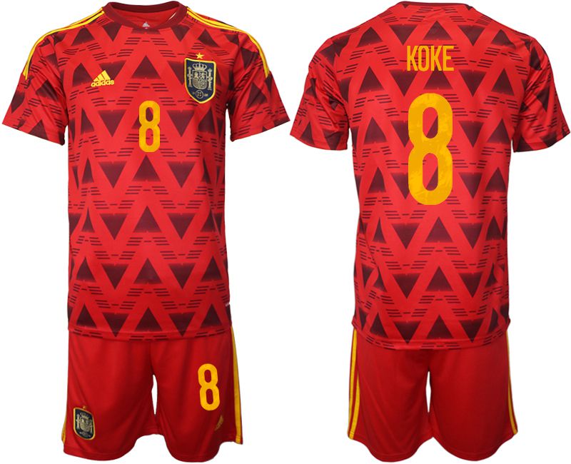 Men 2022 World Cup National Team Spain home red #8 Soccer Jersey